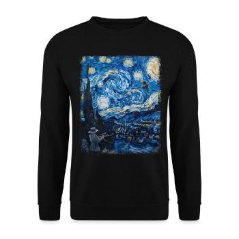 Pigeon Hunt Pigeon Hunter Starry Night Painting - Unisex Sweatshirt - black - Front - Alina (178cm) & Michal (187cm)