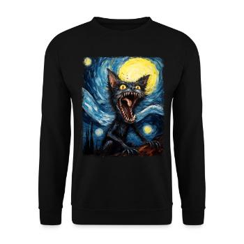El Chupacabra Krypto Kryptozoologie Sternennacht G - Unisex Pullover - Schwarz - Vorne - Alina (178cm) & Michal (187cm)