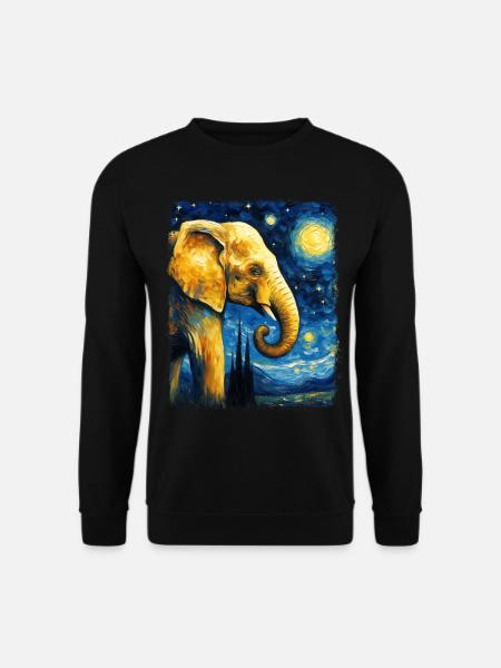 Elefant Tier Sternennacht Gemälde - Unisex Pullover - Schwarz