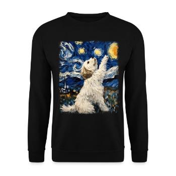 Havaneser Hund Sternennacht Gemälde - Unisex Pullover - Schwarz - Vorne - Alina (178cm) & Michal (187cm)