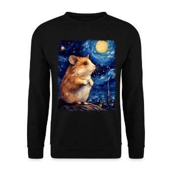 Hamster Hammy Nuit étoilée Peinture - Sweat-shirt Unisexe - noir - Devant - Alina (178cm) & Michal (187cm)
