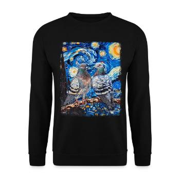 Dove Birds Starry Night Painting - Unisex Sweatshirt - black - Front - Alina (178cm) & Michal (187cm)