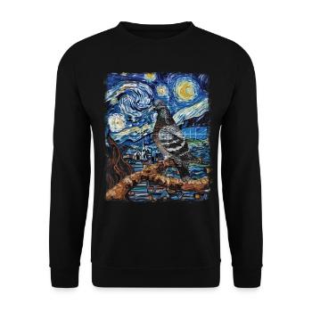 Pigeon Hunt Pigeon Hunter Starry Night Painting - Unisex Sweatshirt - black - Front - Alina (178cm) & Michal (187cm)