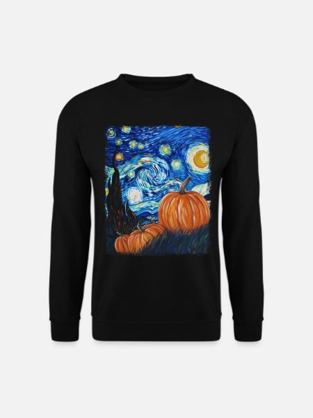Kürbis-Sternschnuppen-Malerei - Unisex Pullover - Schwarz