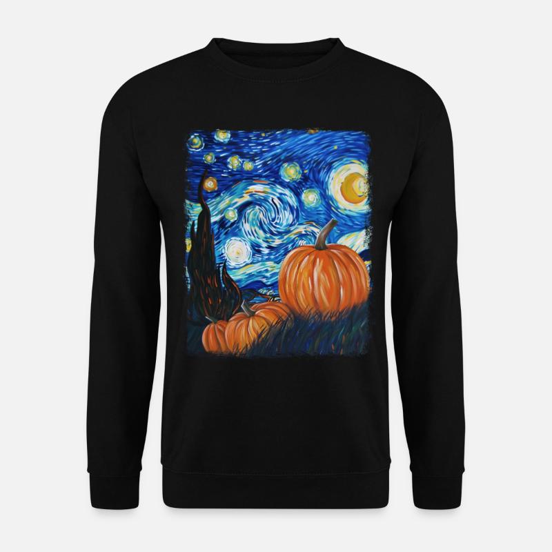 Kürbis-Sternschnuppen-Malerei - Unisex Pullover - Schwarz