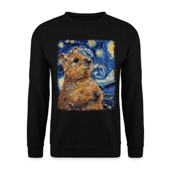 Quokka Australische Sternennacht Gemälde - Unisex Pullover - Schwarz - Vorne - Alina (178cm) & Michal (187cm)