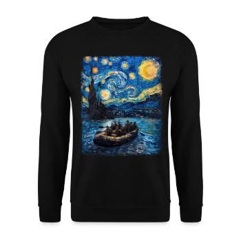 Rafting Rivière Paddle Nuit étoilée Peinture - Sweat-shirt Unisexe - noir - Devant - Alina (178cm) & Michal (187cm)