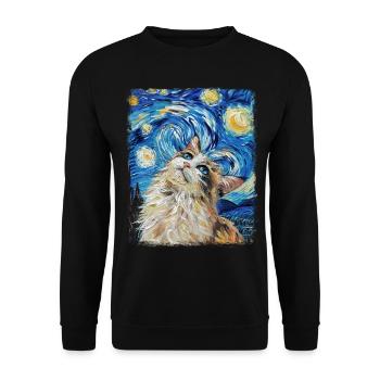 Ragdoll Cat Starry Night Painting - Unisex Sweatshirt - black - Front - Alina (178cm) & Michal (187cm)