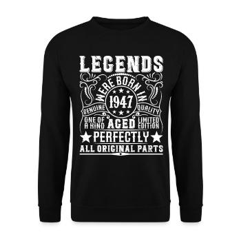Legendär Seit 1947 Geburtstag 1947 Jahrgang 1947 - Unisex Pullover - Schwarz - Vorne - Alina (178cm) & Michal (187cm)
