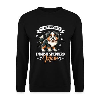 English Shepherd Mama - Unisex Sweatshirt - black - Front - Alina (178cm) & Michal (187cm)