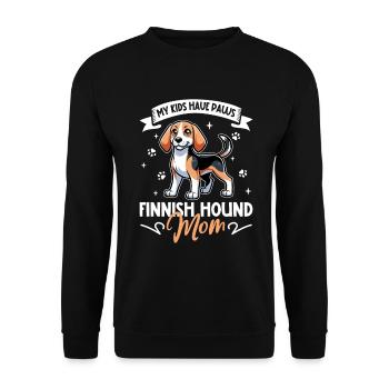 Finnischer Laufhund Mama - Unisex Pullover - Schwarz - Vorne - Alina (178cm) & Michal (187cm)
