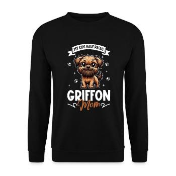 Griffon Bruxellois Mama - Sweat-shirt Unisexe - noir - Devant - Alina (178cm) & Michal (187cm)