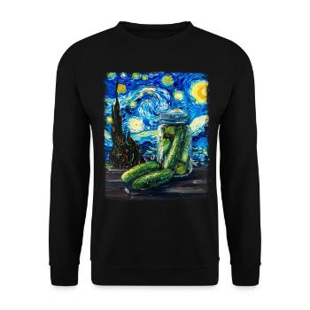 Concombre Concombre Aneth Nuit étoilée Peinture - Sweat-shirt Unisexe - noir - Devant - Alina (178cm) & Michal (187cm)