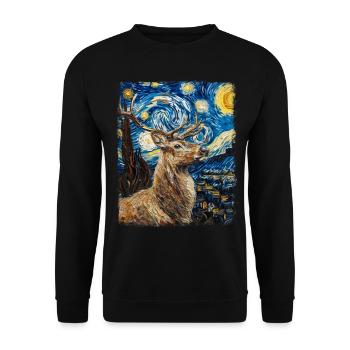 Renne Noël Père Noël Nuit étoilée Ge - Sweat-shirt Unisexe - noir - Devant - Alina (178cm) & Michal (187cm)
