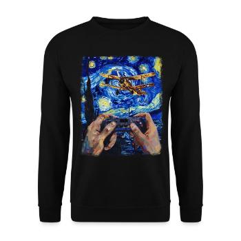 RC Airplane Drone Pilot Airplane Starry Night Times - Unisex Sweatshirt - black - Front - Alina (178cm) & Michal (187cm)