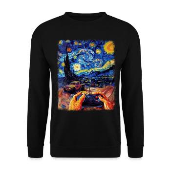 RC Car Racing Racer Starry Night Painting - Unisex Sweatshirt - black - Front - Alina (178cm) & Michal (187cm)