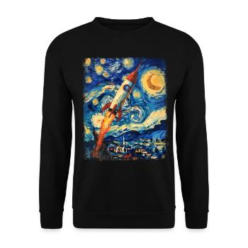 Rocket Astronomy Space Space Rocket Starry Night Ma - Unisex Sweatshirt - black - Front - Alina (178cm) & Michal (187cm)