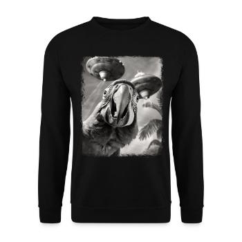 Macaw Parrot Bird UFO Alien Alien Selfie - Unisex Sweatshirt - black - Front - Alina (178cm) & Michal (187cm)