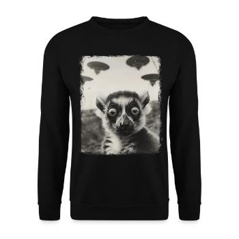 Lémurien Ringtail OVNI Alien Alien Selfie - Sweat-shirt Unisexe - noir - Devant - Alina (178cm) & Michal (187cm)
