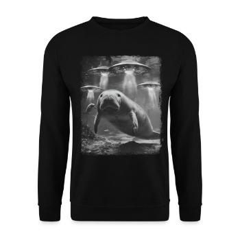 Manatee Floaty Potato UFO Alien Alien S - Unisex Sweatshirt - black - Front - Alina (178cm) & Michal (187cm)