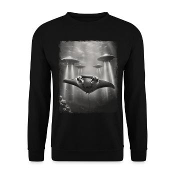 Raie Manta, Raie Stingray, OVNI, Alien, Alien - Sweat-shirt Unisexe - noir - Devant - Alina (178cm) & Michal (187cm)