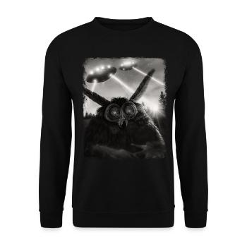 Mothman Kryptozoologie UFO Alien Außerirdischer Se - Unisex Pullover - Schwarz - Vorne - Alina (178cm) & Michal (187cm)