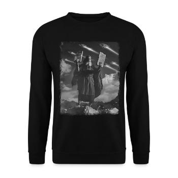 Moses Jewish Christian UFO Alien Alien Se - Unisex Sweatshirt - black - Front - Alina (178cm) & Michal (187cm)
