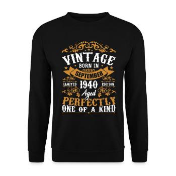 1940 September 1940 Gift 84th Anniversary 1940 - Unisex Sweatshirt - black - Front - Alina (178cm) & Michal (187cm)