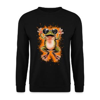 Ästhetischer Frosch Frösche für einen Frosch - Unisex Pullover - Schwarz - Vorne - Alina (178cm) & Michal (187cm)