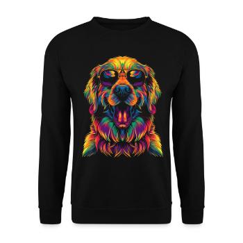 Golden Retriever Hund Sonnenbrille Popart - Unisex Pullover - Schwarz - Vorne - Alina (178cm) & Michal (187cm)