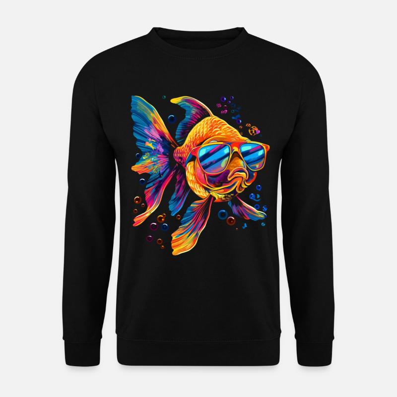 Goldfish Fish Sunglasses Popart - Unisex Sweatshirt - black
