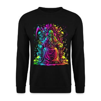 Sensenmann Der Totenschädel Popart - Unisex Pullover - Schwarz - Vorne - Alina (178cm) & Michal (187cm)