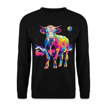 Hereford Cattle Breeder Popart - Unisex Sweatshirt - black - Front - Alina (178cm) & Michal (187cm)
