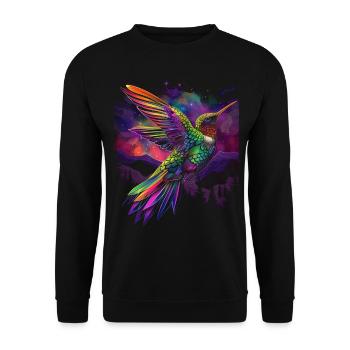 Kolibri Vogel Popart - Unisex Pullover - Schwarz - Vorne - Alina (178cm) & Michal (187cm)