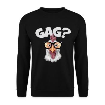 Lustige Henne mit Sonnenrbrille GAG - Unisex Pullover - Schwarz - Vorne - Alina (178cm) & Michal (187cm)