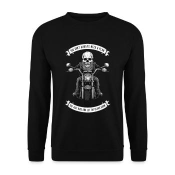 Motorrad Bart Biker Vollbart Bike Rocker - Unisex Pullover - Schwarz - Vorne - Alina (178cm) & Michal (187cm)