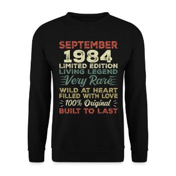 Anniversaire Septembre 1984 Edition Limitée Original - Sweat-shirt Unisexe - noir - Devant - Alina (178cm) & Michal (187cm)