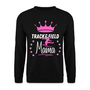 Leichtathletik und Fiels Mama Queen - Unisex Pullover - Schwarz - Vorne - Alina (178cm) & Michal (187cm)