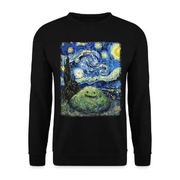 Schleim Sternennacht Malerei - Unisex Pullover - Schwarz - Vorne - Alina (178cm) & Michal (187cm)