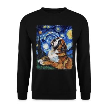 Chien Saint-Bernard Peinture Nuit Étoilée - Sweat-shirt Unisexe - noir - Devant - Alina (178cm) & Michal (187cm)