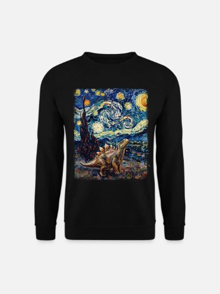 Stegosaurus Dinosaurier Sternennacht Gemälde - Unisex Pullover - Schwarz