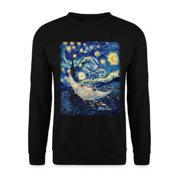 Stingray Manta Ray Peinture Nuit étoilée - Sweat-shirt Unisexe - noir - Devant - Alina (178cm) & Michal (187cm)