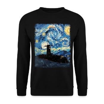 U-Boot Submariner Veteran Sternennacht Gemälde - Unisex Pullover - Schwarz - Vorne - Alina (178cm) & Michal (187cm)