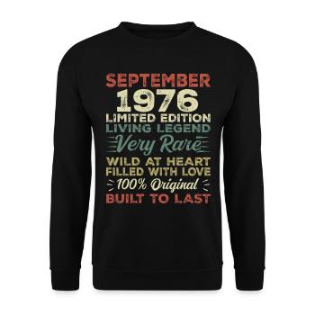 Birthday September 1976 Limited Edition Original - Unisex Sweatshirt - black - Front - Alina (178cm) & Michal (187cm)