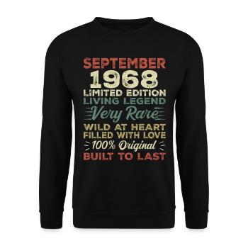 Birthday September 1968 Limited Edition Original - Unisex Sweatshirt - black - Front - Alina (178cm) & Michal (187cm)