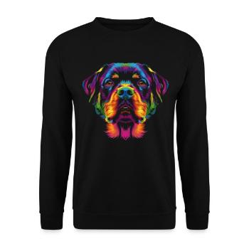 Rottweiler Hund Popart - Unisex Pullover - Schwarz - Vorne - Alina (178cm) & Michal (187cm)