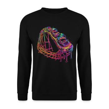 Roller coaster amusement park Popart - Unisex Sweatshirt - black - Front - Alina (178cm) & Michal (187cm)