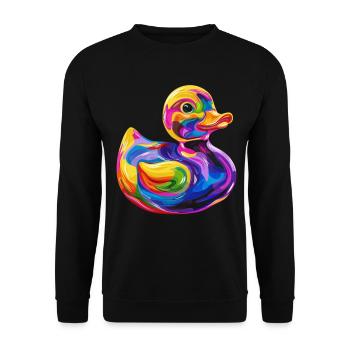 Gummi-Ente Duckie Popart - Unisex Pullover - Schwarz - Vorne - Alina (178cm) & Michal (187cm)