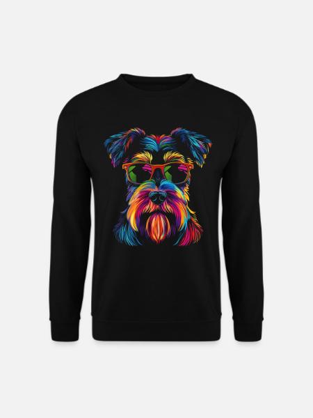 Schnauzer Hund Sonnenbrille Popart - Unisex Pullover - Schwarz