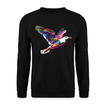 Seemöwe Möwe Seevogel Popart - Unisex Pullover - Schwarz - Vorne - Alina (178cm) & Michal (187cm)